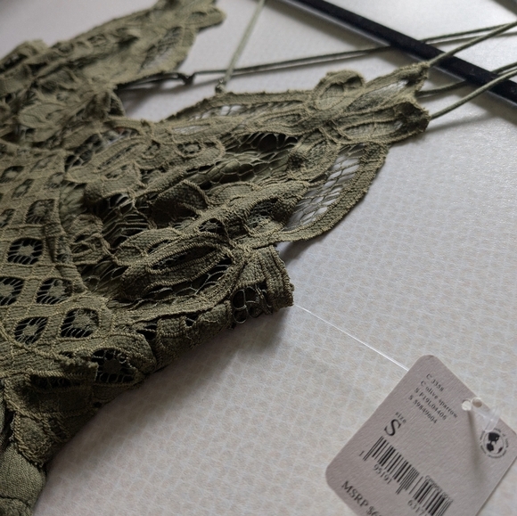 Nwt Free People Olive Lace Ruffle Top - Picture 6 of 6